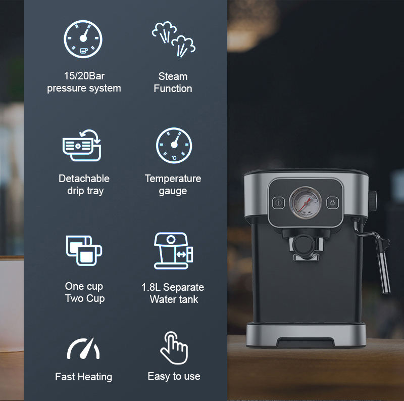 Casa comercial cafeteira semiautomática expresso italiano espumante de leite cappuccino café espresso máquina de café com preço de fábrica