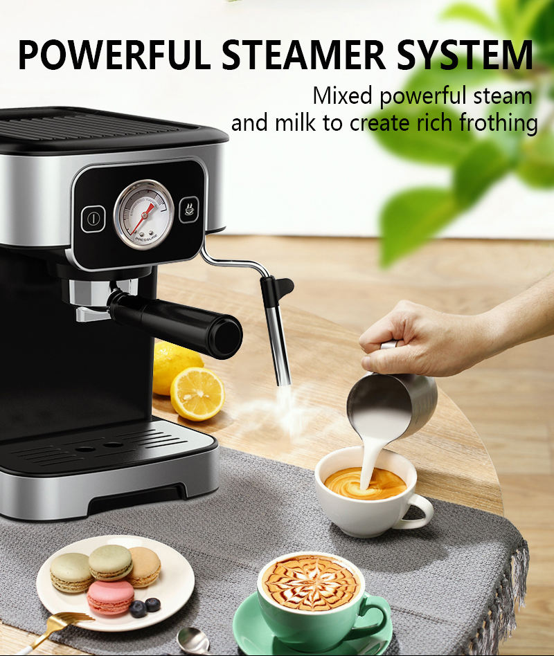Casa comercial cafeteira semiautomática expresso italiano espumante de leite cappuccino café espresso máquina de café com preço de fábrica