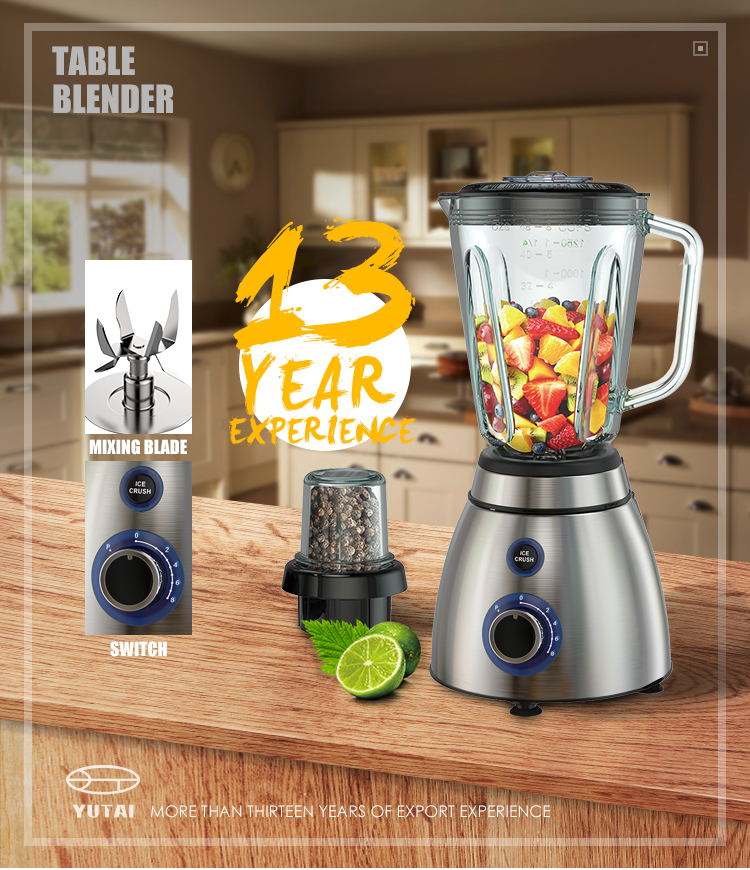Vendas quentes 500w base de aço inoxidável jarra de vidro liquidificador de mesa liquidificador de suco